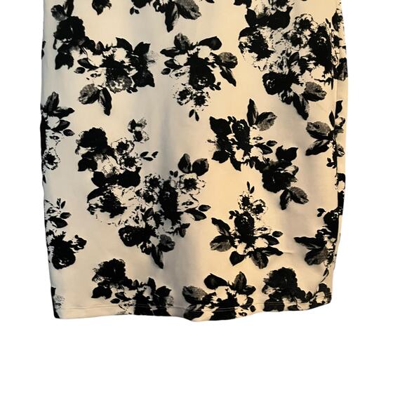 Fifth & Park Career Dress Sz 12 Black & White Velvet Flowers V-neck Sleeveless - Picture 6 of 11